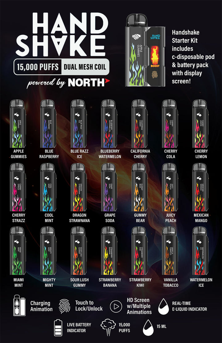HandShake Powered By North 15ML 15K Puffs Smart C-Disposable Pod HandShake Powered By North 15ML 15K Puffs Smart C-Disposable Pod