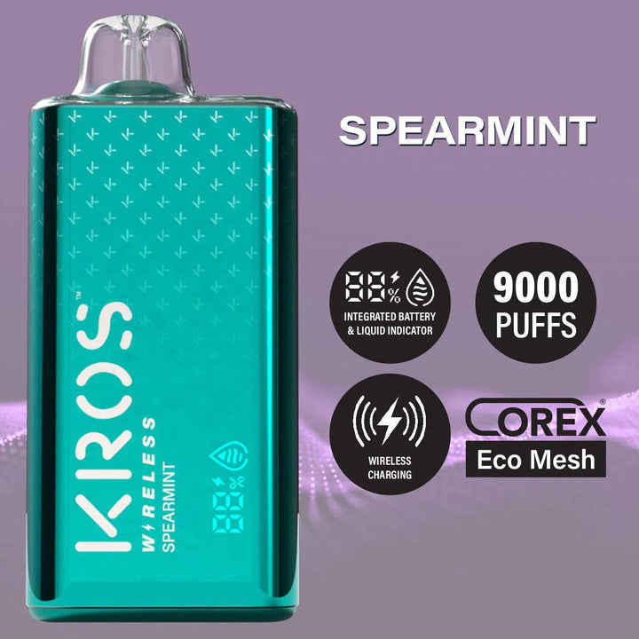 KROS Wireless 17ML 9000 Puffs 550mAh Wireless Charging Disposable Vape With Integrated Screen & Corex ECO Mesh Coil KROS Wireless 17ML 9000 Puffs 550mAh Wireless Charging Disposable Vape With Integrated Screen & Corex ECO Mesh Coil