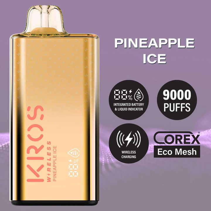KROS Wireless 17ML 9000 Puffs 550mAh Wireless Charging Disposable Vape With Integrated Screen & Corex ECO Mesh Coil KROS Wireless 17ML 9000 Puffs 550mAh Wireless Charging Disposable Vape With Integrated Screen & Corex ECO Mesh Coil